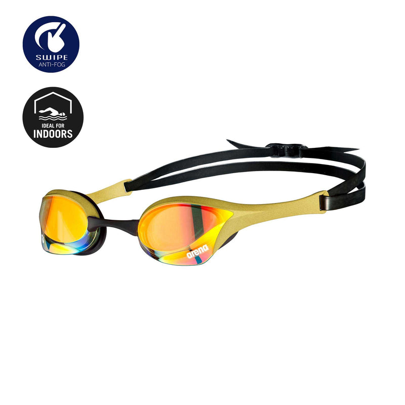 Arena Cobra Ultra Swipe Indoor Swimming Goggles, Yellow-Copper